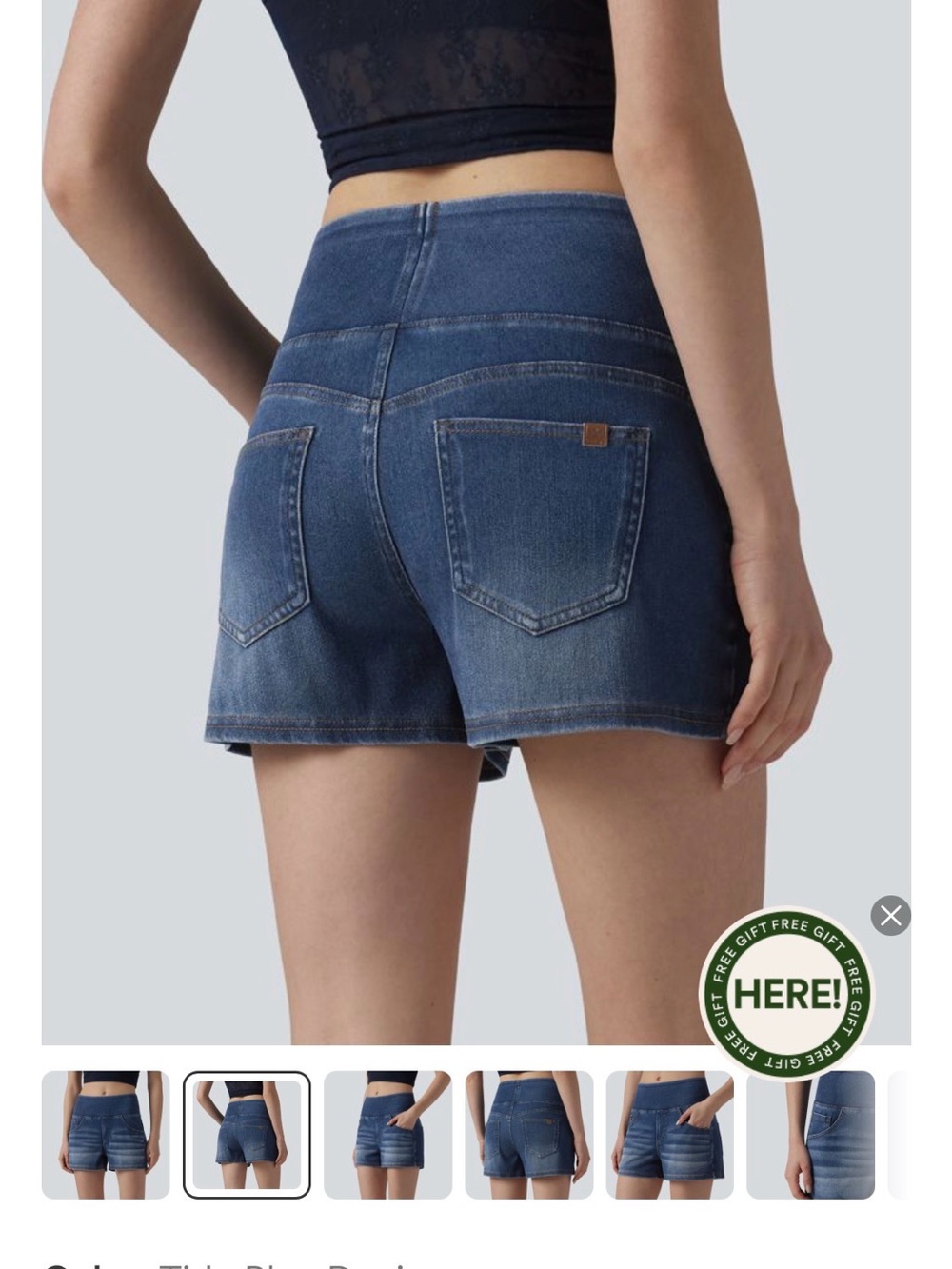 NWOT Halara Flex™ Mid Rise Draped Lyocell Washed Denim Casual Shorts 3.5'' - Picture 2 of 4